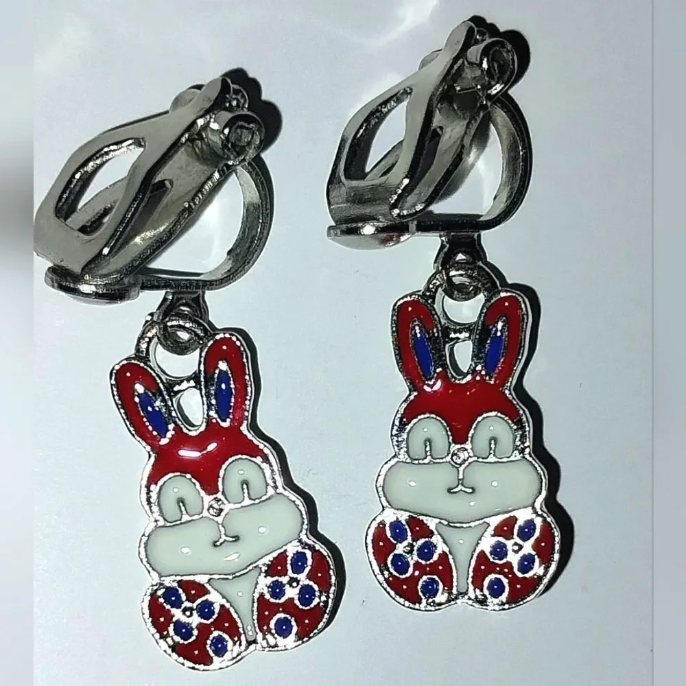 Bunny Super Cute Kid's Fashion Clip-on Earrings - Picture 2 of 4